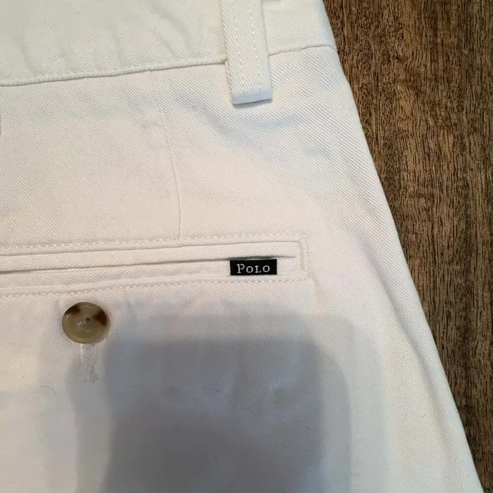 Polo Ralph Lauren Shorts Mens 35 White Chino Classic Fit 9 Inch Inseam Casual